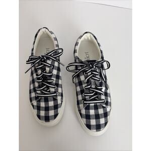 J. Crew Road Trip Women’s 8 Navy White Gingham Canvas Lace Up
